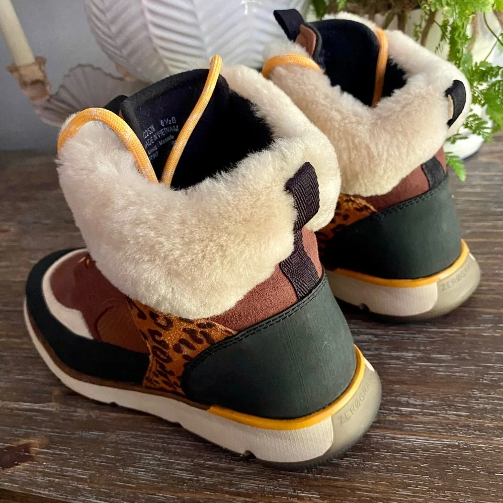 COLE HAAN 4.Zero Grand Lodge Leopard Lace-Up Waterproof‎ Leather Hiker Boots - Picture 6 of 11